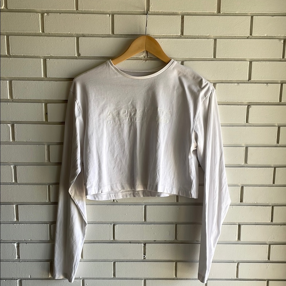 White Long Sleeve Crop T-Shirt